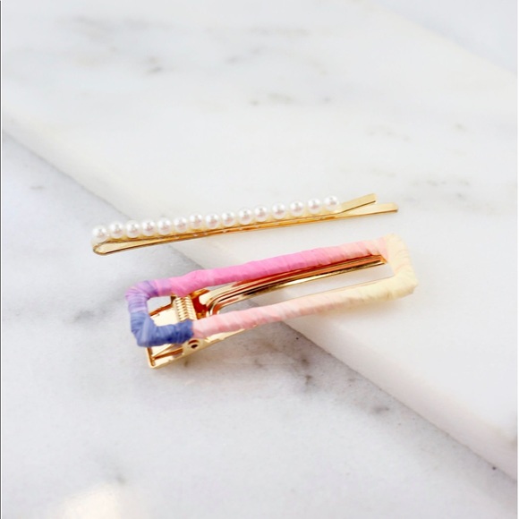 Raffia wrapped and pearl hair pin set Core NY - Picture 4 of 4